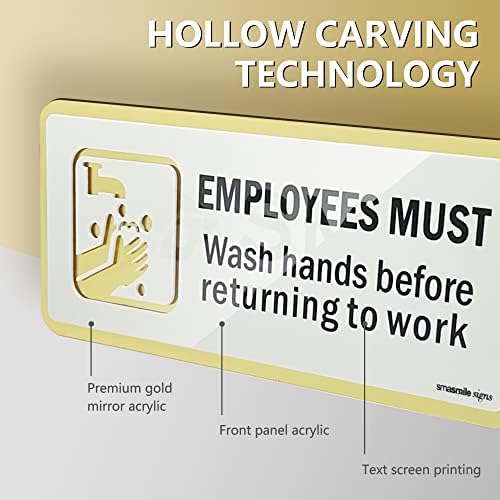 Zaposleni moraju oprati ruke prije nego što se vrate na radni znak 2 paket 7,9 x 3,1 dvoslojni zlato s bijelim