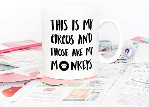 5aup Božićni pokloni Funny Quote šolja za kafu, ovo je moj cirkus i to su moji Majmuni Novelty Ceramic Cups