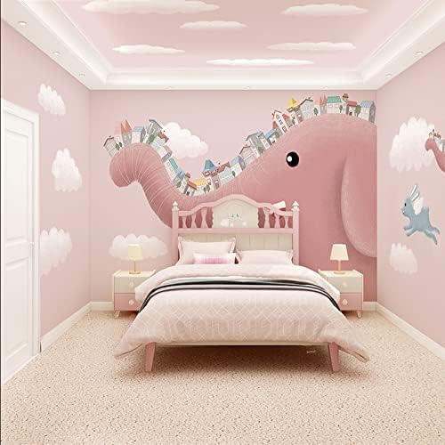 Zidna zidna zidna tapalica 195 x 120 inča ružičasta dječja soba slon djevojka spavaća soba pozadina zidna
