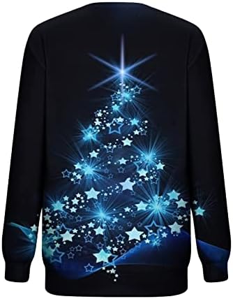 FANDREAM dukseri za žene Trendy Božićni print O-izrez Nema uniforme pulover s haubom