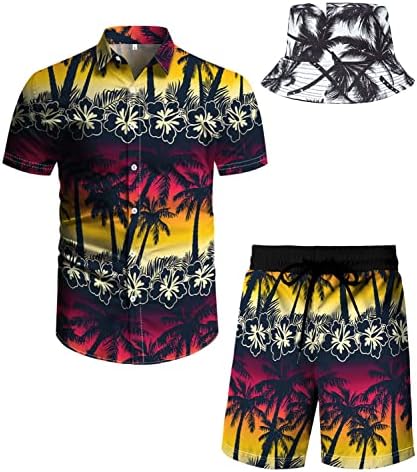 Podešavanje majica za plažu hlače: Yaogro Muški od 2 komada koji odgovara havajskim cvjetnim festivalskom