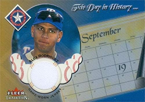 Alex Rodriguez igrač Igrač za patch Patch Baseball Card 2002 Fleer ovaj dan u istoriji - MLB igra rabljeni