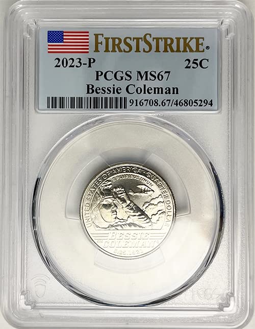 2023 P Bu američki ženski kvartal Bessie Coleman Quarter MS 67 Prvi štrajk naljepnica PCGS