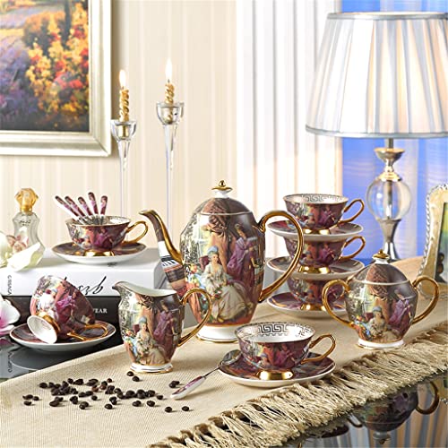 Cujux Retro Tea Team Set evropskog stila keramičke kafe Porcelanski čaj za čaj za čaj za cvijeće Čaj za