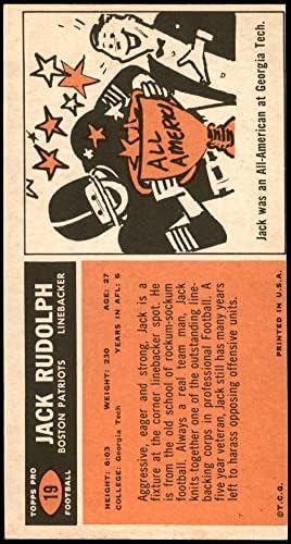 1965. TOPPS Regular Card 19 Jack Rudolph of the Boston Patriots Grupe Dobar