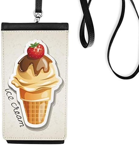 Čokolada od jagode s slatkim konusnim konusom Telefon novčanik torbica viseći mobilni torbica crni džep