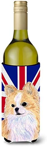 Caroline's blaga SS4915Literk Chihuahua sa engleskim sindikalnim jamkom britanskom zastavom boca za vino