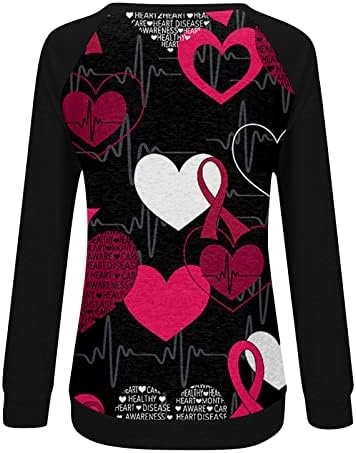 Valentinen Dnevne majice Žene slatko srce dugih rukava Ležerne prilike za bejzbol tees vrhovi modne majice