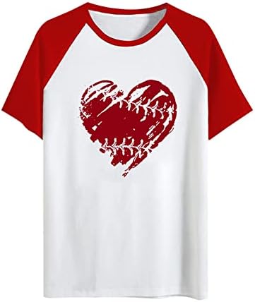 Bejzbol košulje od karpstva Žene srčane grafičke majice Raglan kratki rukav Crew Crt Majice