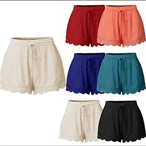 Andongnywell šorc za žene pune Ruffle Hem vezice pidžame Mini pantalone jednobojne kratke pantalone