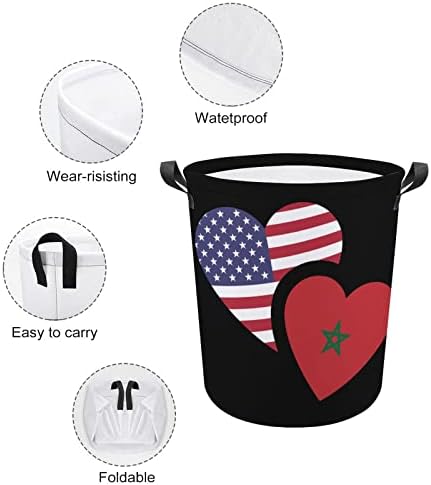 Maroko američka zastava korpa za veš korpa torba za pranje kanta za skladištenje sklopiva visoka sa ručkama