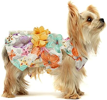 Fitwarm majke dan cvijet pas haljina za kućne ljubimce Rođendanska zabava Doggie Sundress štene čipkasta
