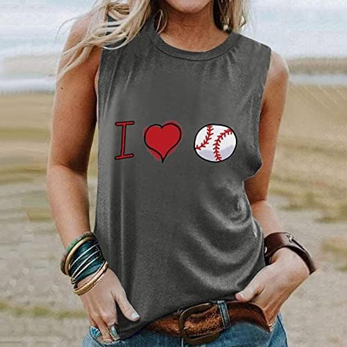 Bejzbol Tank Top za žene ljeto rukav O vrat Tank tunike Loose Fit Casual Comfy Jogger Workout Shirt Tunic
