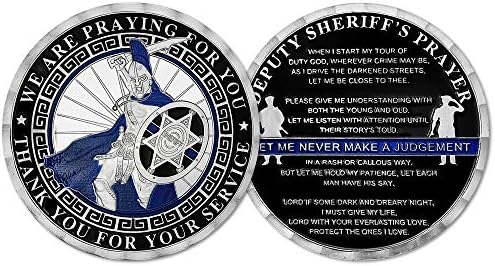 Spartan policijski službenici izazivaju kovanu tanku plavu liniju šerif molitveni novčić